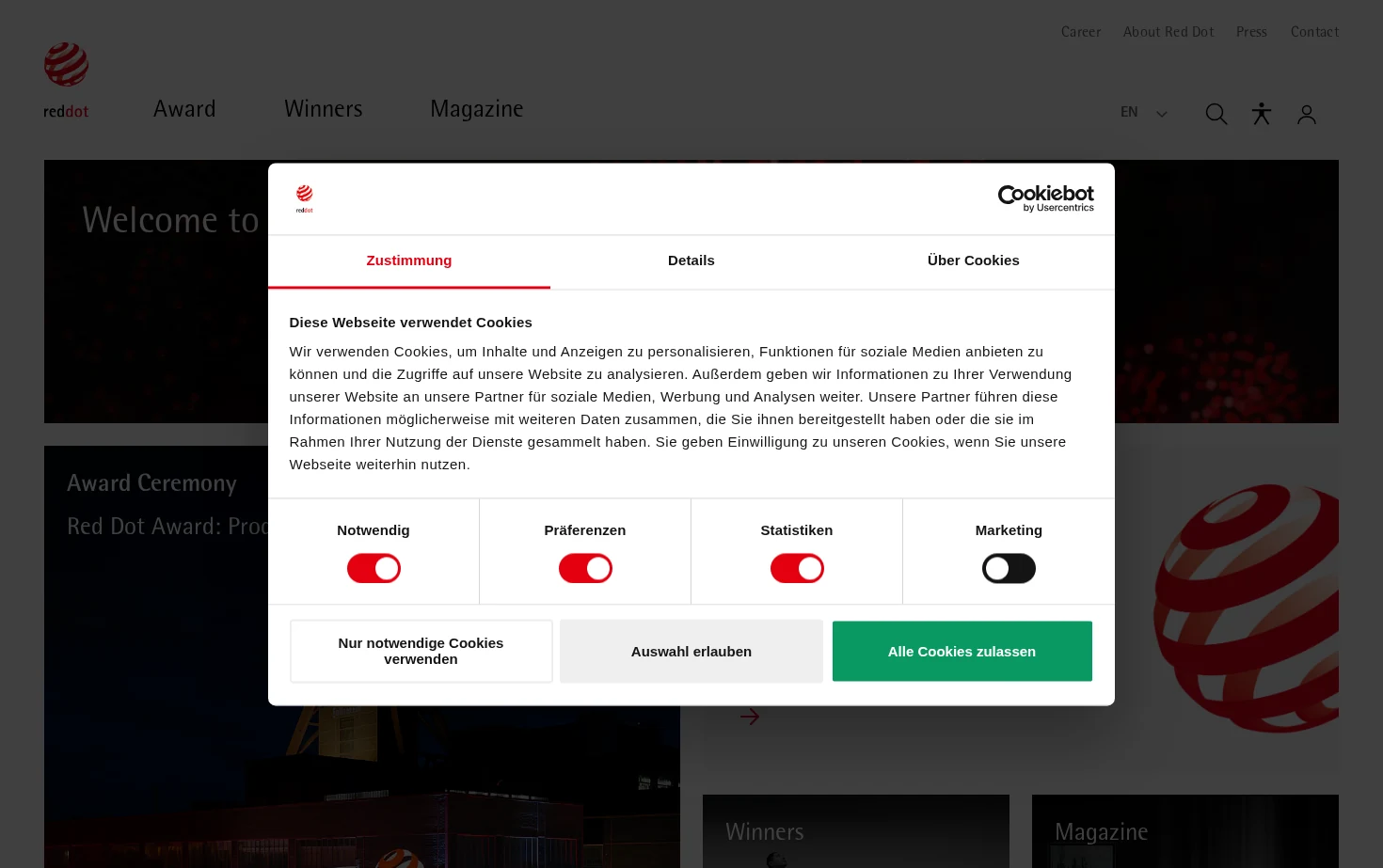 Red Dot Design Award 页面快照